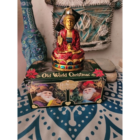 Christmas glass classic ornament colorful buddha ohm bohemian decor holiday - Picture 5 of 10